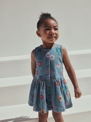 Flower Print Sleeveless Denim Dress (3mths-8yrs) - Image 1 of 9