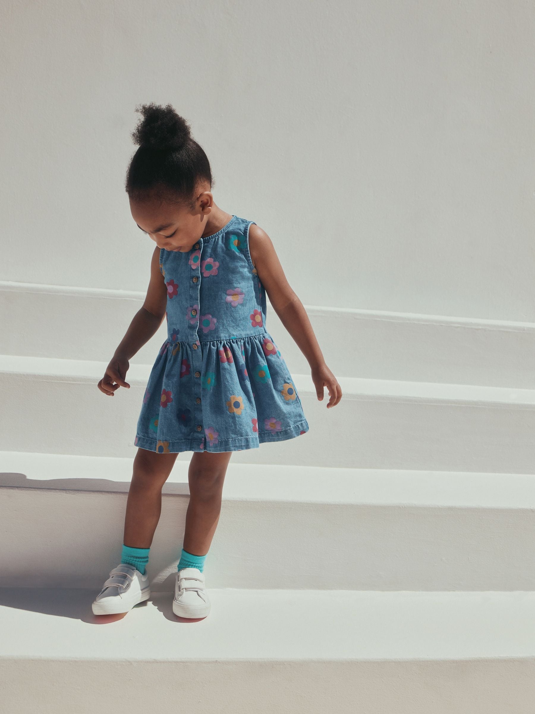 Buy Flower Print Sleeveless Denim Dress (3mths-8yrs) from Next USA