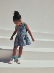 Flower Print Sleeveless Denim Dress (3mths-8yrs) - Image 2 of 9