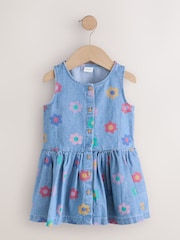 Flower Print Sleeveless Denim Dress (3mths-8yrs) - Image 6 of 9