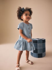 Blue Denim Short Sleeve Cotton Dress (3mths-8yrs) - Image 2 of 3