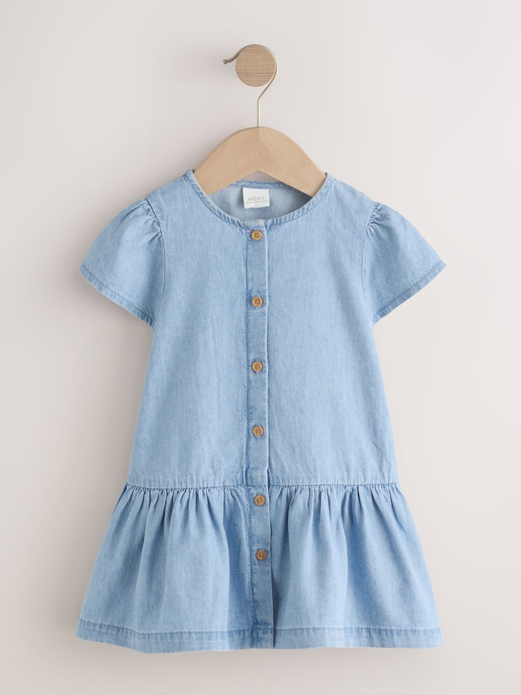 Girls Next Blue Denim Short Sleeve Cotton Dress (3mths-8yrs) 2 - 3 Years