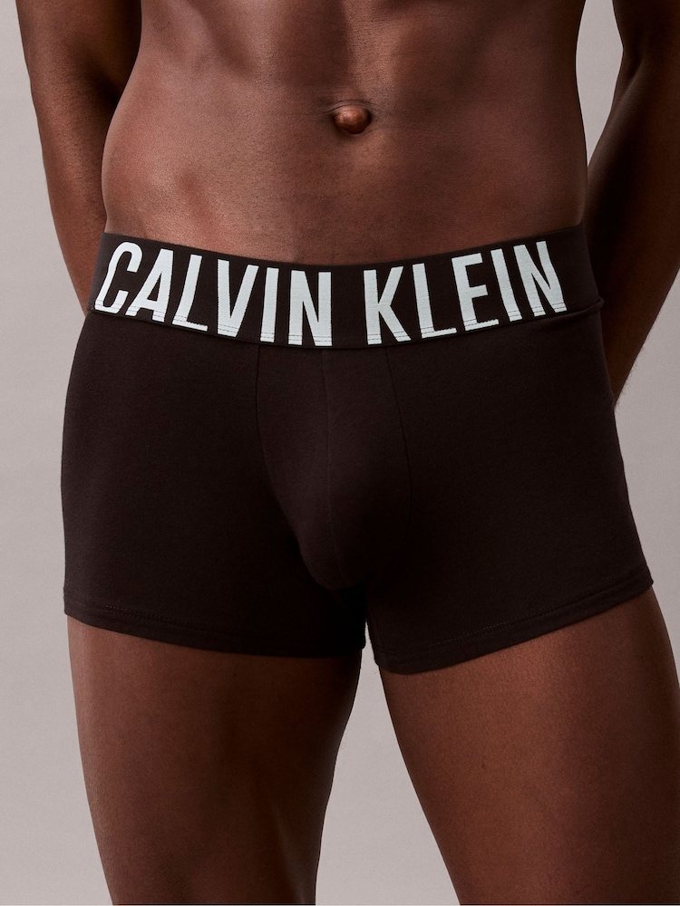 Calvin Klein Black Tonal/Blue Band Intense Power Stretch 3 Pack Boxer Trunks - Image 2 of 2 Calvin Klein Black Tonal/Blue Band Intense Power Stretch 3 Pack Boxer Trunks - Image 2 of 2