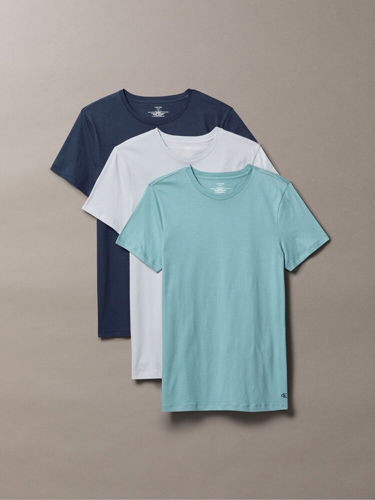 Calvin Klein Blue 3 Pack Crewneck T-Shirts Cotton Classics - Image 1 of 1 Calvin Klein Blue 3 Pack Crewneck T-Shirts Cotton Classics - Image 1 of 1