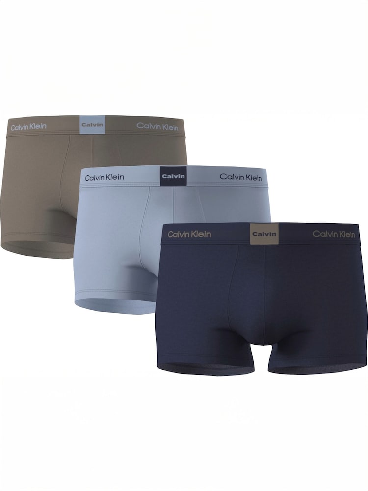 Calvin Klein Blue Trunks 3 Pack Icon Logo Graphic - Image 1 of 1 Calvin Klein Blue Trunks 3 Pack Icon Logo Graphic - Image 1 of 1