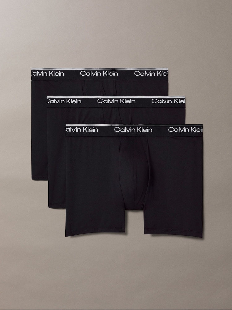 Calvin Klein Black 3 Pack Boxer Briefs - Microfibre Stretch - Image 1 of 6 Calvin Klein Black 3 Pack Boxer Briefs - Microfibre Stretch - Image 1 of 6
