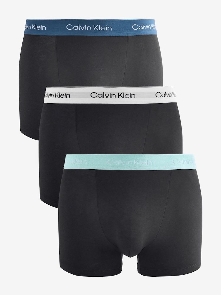 Calvin Klein Black 3 Pack Relaxed Dart Trunks Icon Cotton Stretch - Image 1 of 4