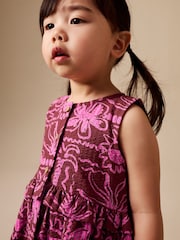 Chocolate/Purple - Sleeveless Peplum Dress (3mths-8yrs) - Imaginea 3 din 7