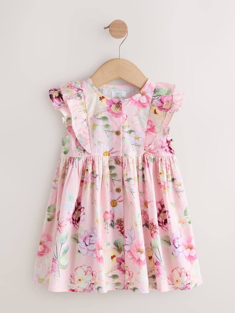 وردي زهور - Double Ruffle Sleeve Dress (3mths-8yrs) - صورة 1 من 3 وردي زهور - Double Ruffle Sleeve Dress (3mths-8yrs) - صورة 1 من 3