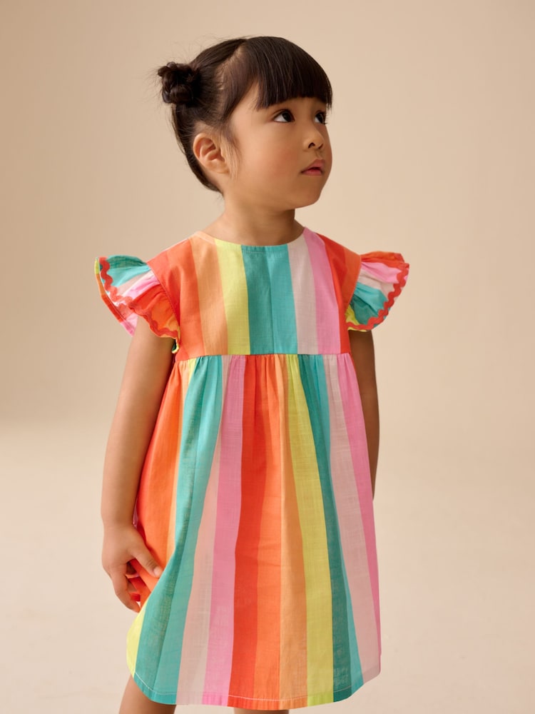 Dungi curcubeu - Rochie cu mâneci cu volane Ric Rac (3luni -8ani) - Imaginea 2 din 9