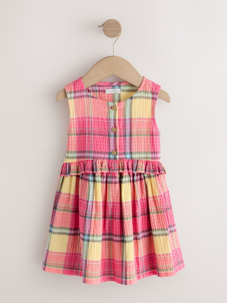 Multi Pink Check Sleeveless Peplum Dress (3mths-8yrs) - Image 1 of 4