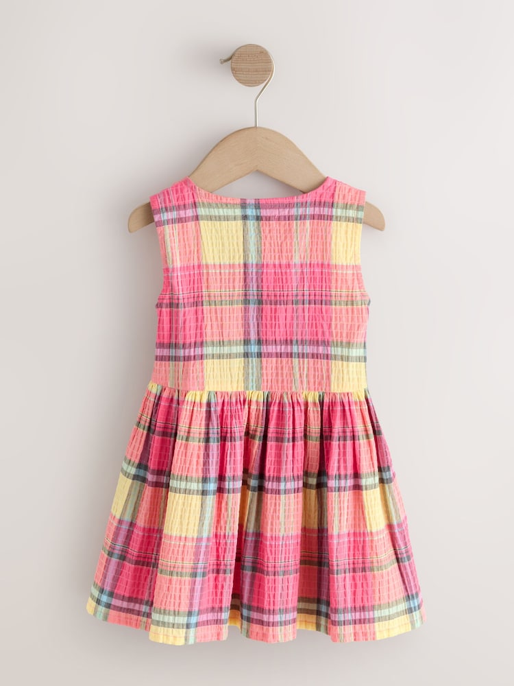 Multi Pink Check Sleeveless Peplum Dress (3mths-8yrs) - Image 2 of 4