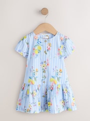 Blue/White Stripe Floral Short Sleeve Cotton Dress (3mths-8yrs) - Image 1 of 5