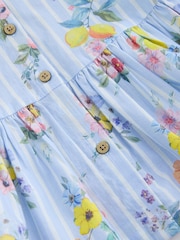 ផ្កាឆ្នូតពណ៌ខៀវ/ស - រ៉ូបកប្បាសដៃខ្លី (អាយុ 3ខែ-8ឆ្នាំ) - រូបភាព 7 នៃ 8