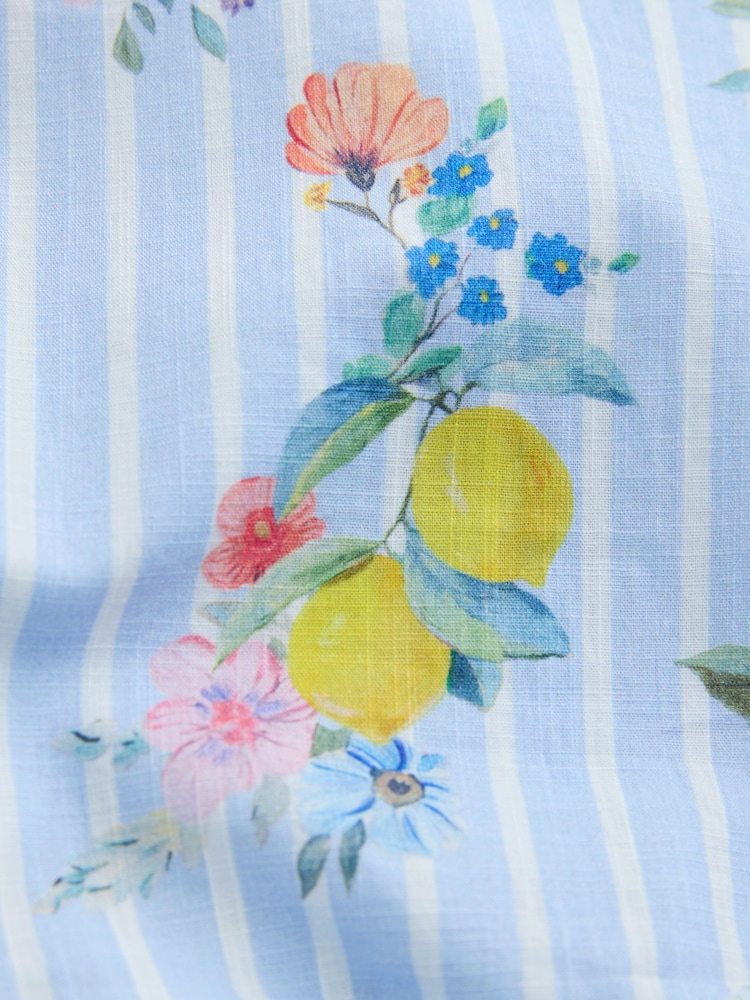 ផ្កាឆ្នូតពណ៌ខៀវ/ស - រ៉ូបកប្បាសដៃខ្លី (អាយុ 3ខែ-8ឆ្នាំ) - រូបភាព 8 នៃ 8