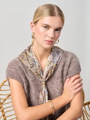 Aela Paisley Bead Brown Scarf - Image 1 of 4