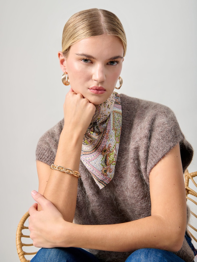 Aela Paisley Bead Brown Scarf - Image 2 of 4