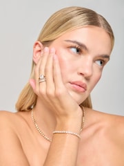 Aela Gold Tone Diamond Simulants Baguette Square Multipack Ring - Image 1 of 3