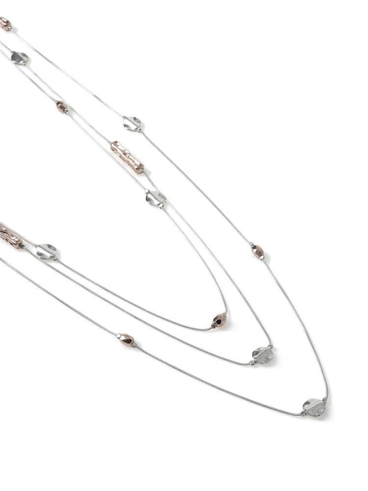 Aela Silver Tone Long Multirow Disc Necklace - Image 3 of 3