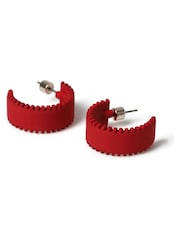 Aela Red Matte Hoop Earrings - Image 2 of 2