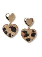Aela Leopard Heart Drop Brown Earrings - Image 2 of 3