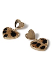 Aela Leopard Heart Drop Brown Earrings - Image 3 of 3