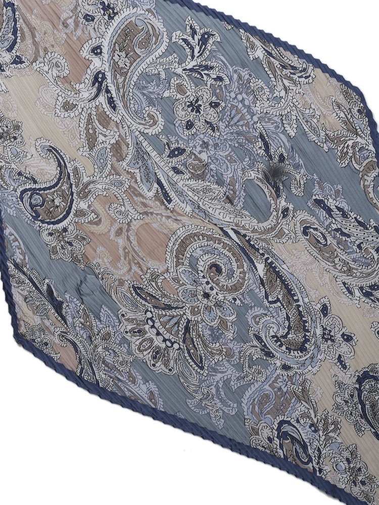 Aela Blue Paisley Pleated Scarf - Imaginea 3 din 3