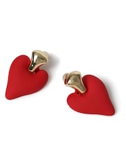 Aela Red Matte Heart Drop Earrings - Image 2 of 2