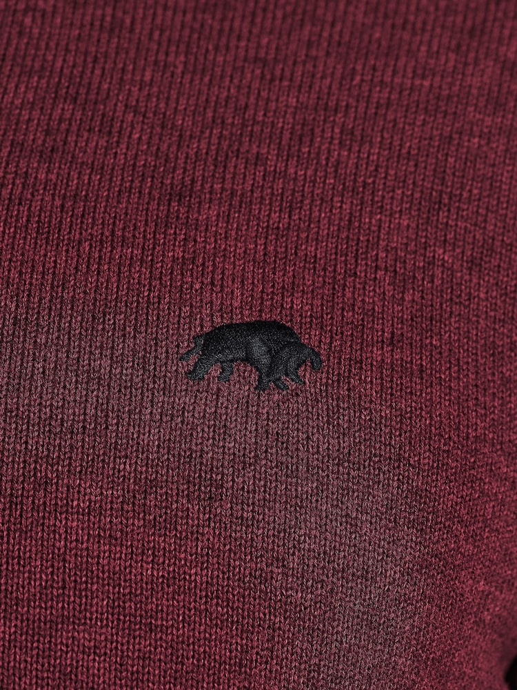 Raging Bull Red Classic Quarter Zip Cotton Cashmere Knit Jumper - Image 4 of 4 Raging Bull Red Classic Quarter Zip Cotton Cashmere Knit Jumper - Image 4 of 4