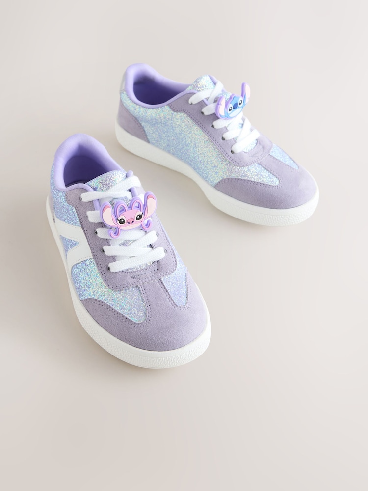 Purple Glitter Lilo & Stitch Lace-Up Lifestyle Trainers - Image 1 of 5