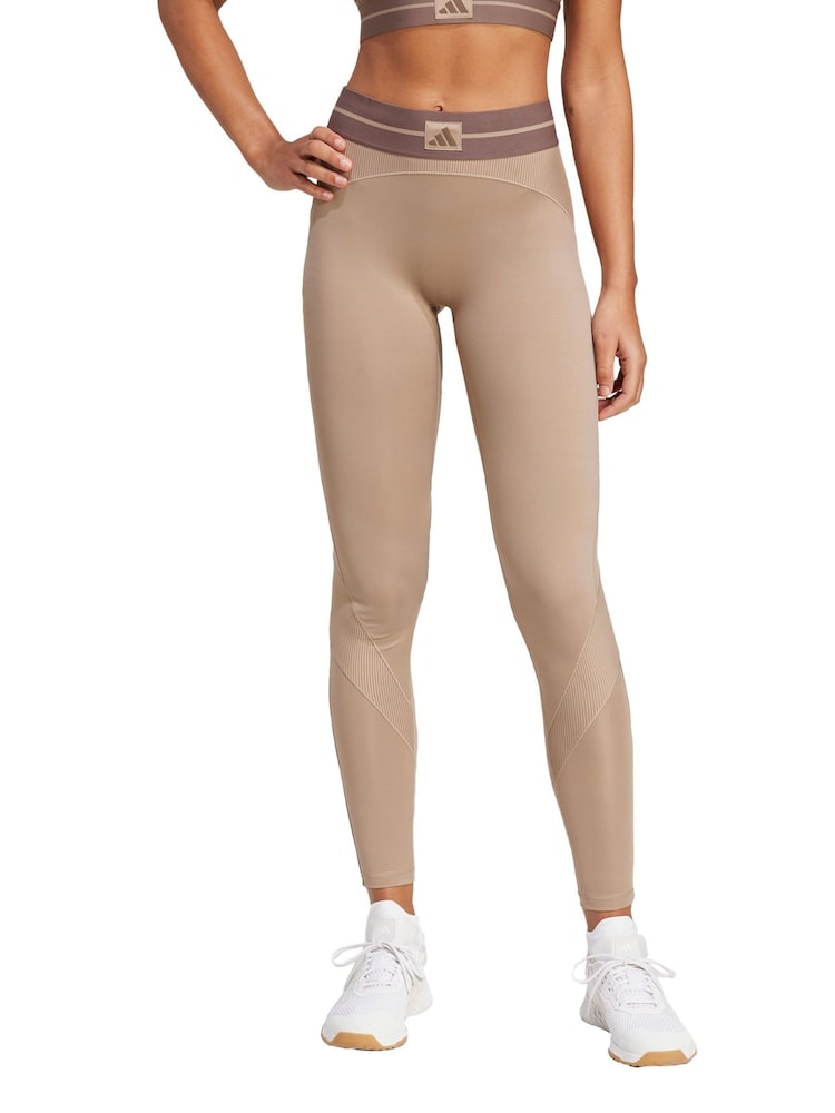adidas Brown Hyperglam Rib 1/1 Leggings - Image 1 of 5