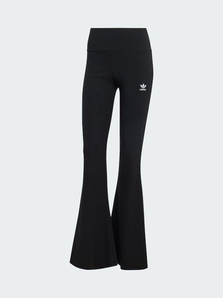 adidas Originals Black Essentials Rib Flared Leggings - Image 1 of 4