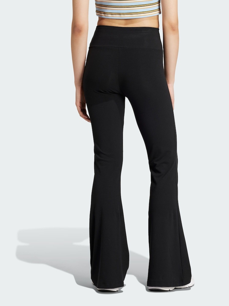 adidas Originals Black Essentials Rib Flared Leggings - Image 2 of 4