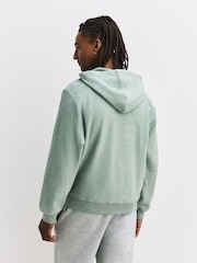 灰綠色 - 抓絨全開拉鏈連帽衫 - 圖片 3，共 8