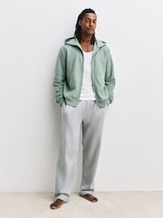 灰綠色 - 抓絨全開拉鏈連帽衫 - 圖片 4，共 8