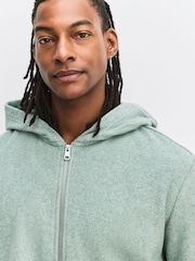 灰綠色 - 抓絨全開拉鏈連帽衫 - 圖片 5，共 8