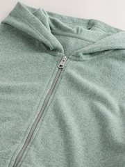 灰綠色 - 抓絨全開拉鏈連帽衫 - 圖片 8，共 8