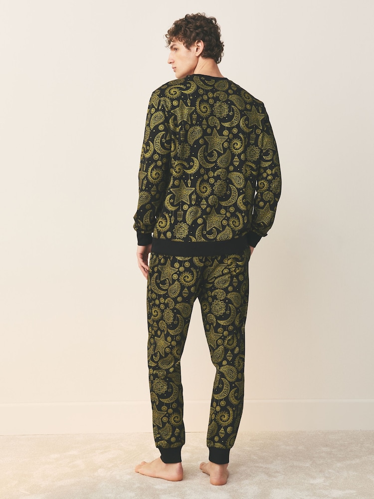 Black/Gold Jersey Pyjamas Set - Image 2 of 9