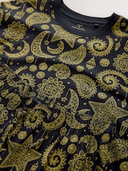 Black/Gold Jersey Pyjamas Set - Image 8 of 9