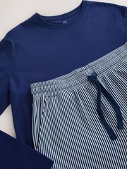 Navy Blue Striped Short Sleeve Jersey Pyjamas Set - Image 12 of 12