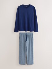 Navy Blue Striped Short Sleeve Jersey Pyjamas Set - Image 8 of 12