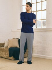 Navy Blue Striped Short Sleeve Jersey Pyjamas Set - Image 9 of 12