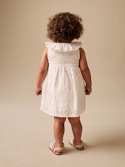 White Embroidered Frill Sleeve Dress (3mths-8yrs) - Image 3 of 4