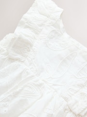 White Embroidered Linen Frill Sleeve Dress (3mths-8yrs) - Image 7 of 8