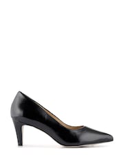 Jones Bootmaker Black Chrome Xena Leather Stiletto Heeled Court Shoes - Image 2 of 5