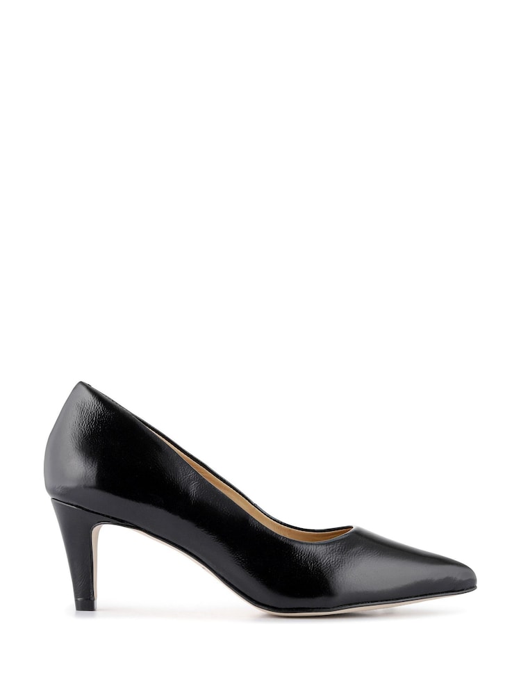 Jones Bootmaker Black Chrome Xena Leather Stiletto Heeled Court Shoes - Image 2 of 5
