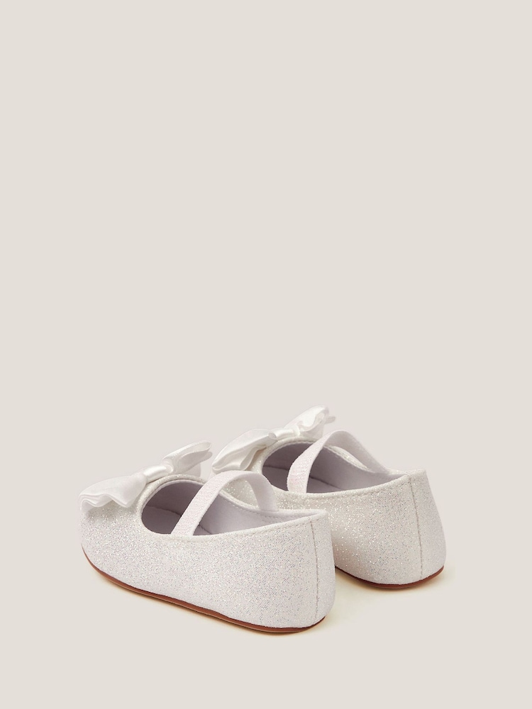 Monsoon Cream Baby Bow Glitter Walker Shoes - Image 2 of 3