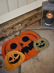 My Mat Orange Halloween Pumpkins Coir Doormat - Image 1 of 4