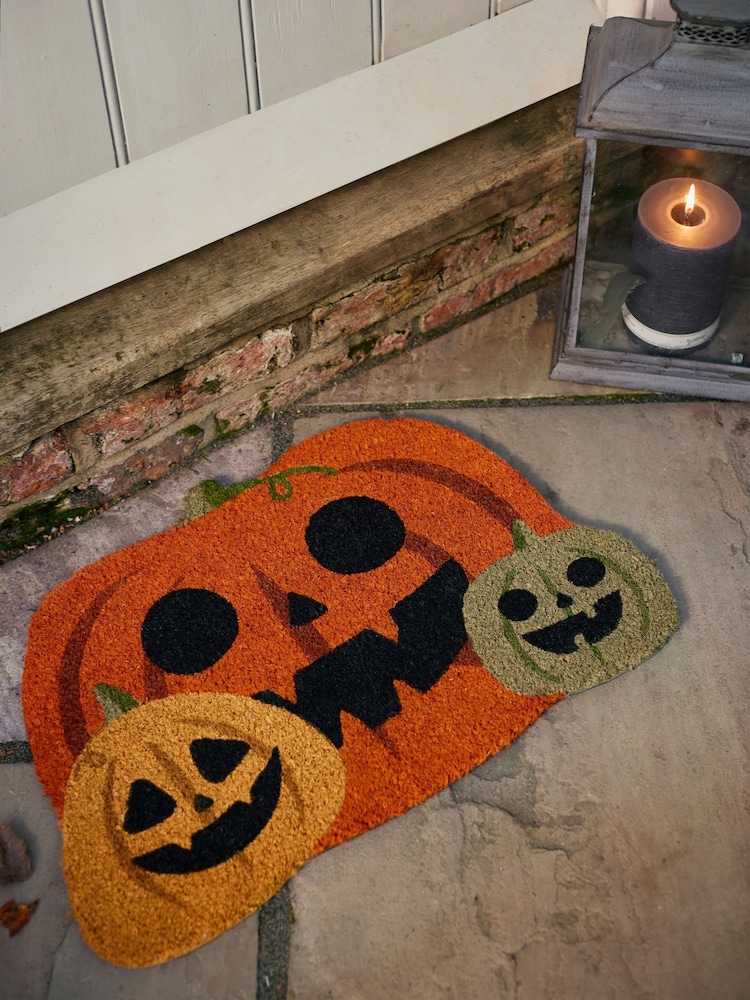 My Mat Orange Halloween Pumpkins Coir Doormat - Image 1 of 4 My Mat Orange Halloween Pumpkins Coir Doormat - Image 1 of 4
