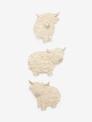 Set of 3 Cream Hamish The Highland Cow Plaques Wall Art - Image 4 of 5